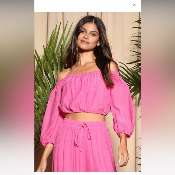 Lulu’s Grab Your Passport Hot Pink Two-Piece Swim Cover-Up Jumpsuit, Medium - Picture 5 of 12